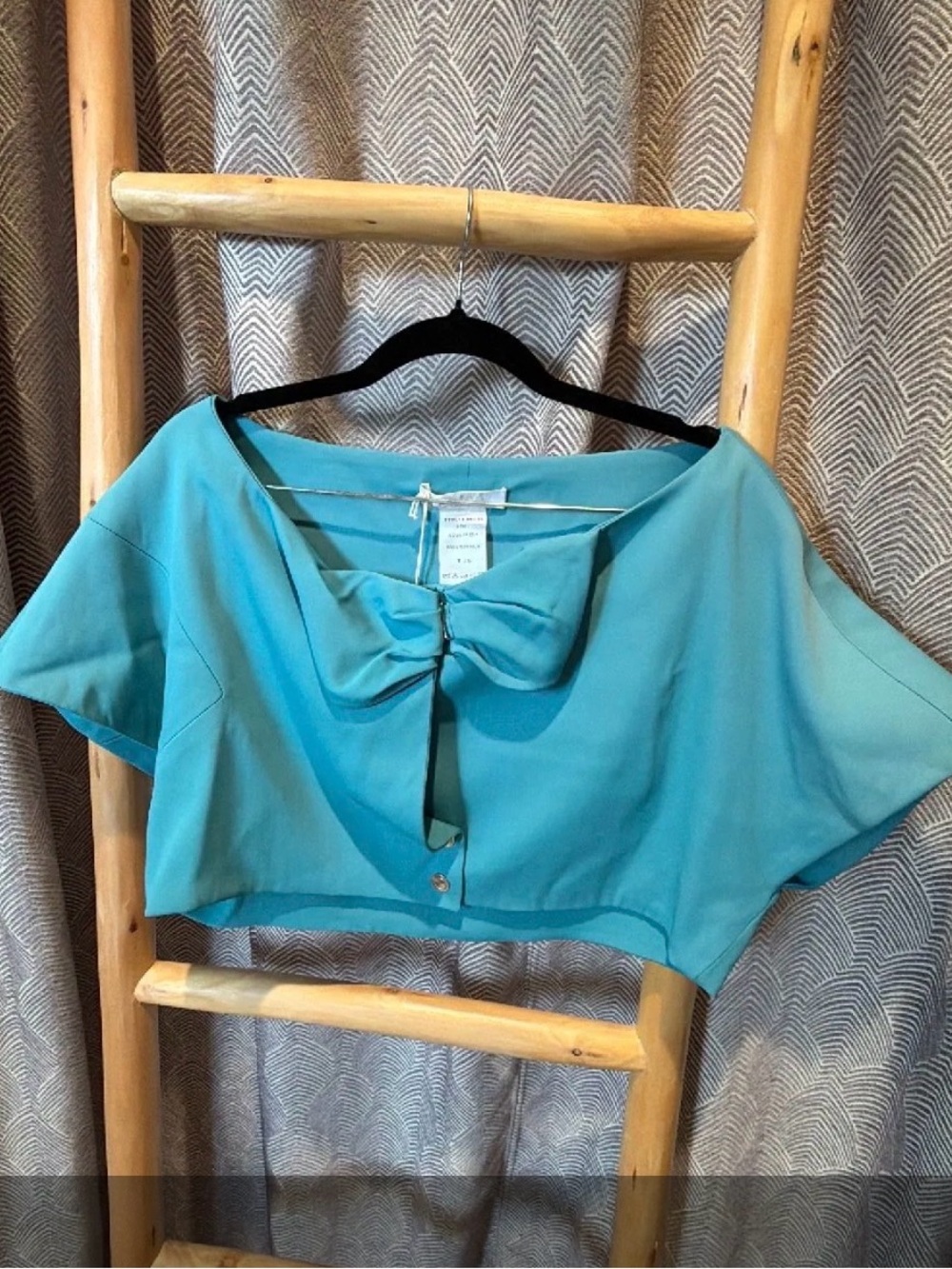 Chloe Turquoise Bow-Front Cropped Shrug Jacket (size fits most)